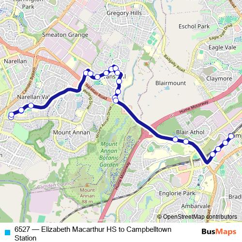 6527 bus Line Map
