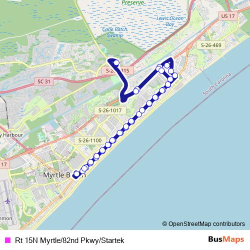 Rt 15N Myrtle/82nd Pkwy/Startek bus Line Map
