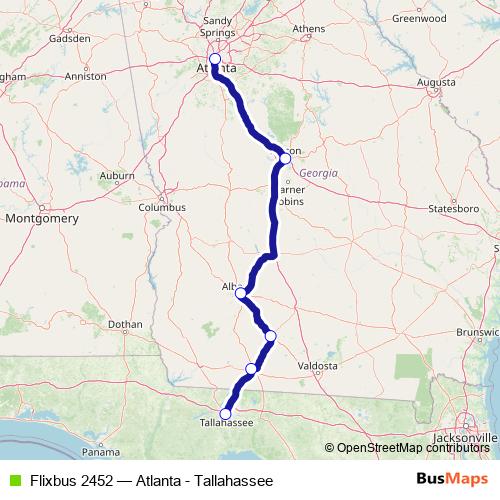 Flixbus 2452 bus Line Map
