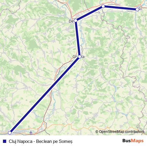 Cluj Napoca - Beclean pe Someş rail Line Map