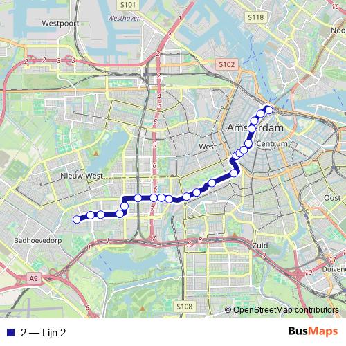 2 tram Line Map