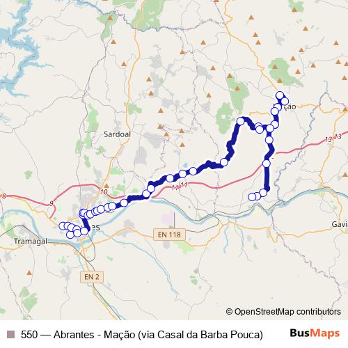 550 bus Line Map