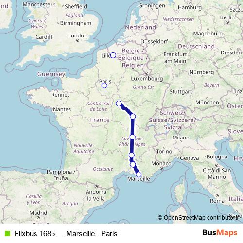 Flixbus 1685 bus Line Map