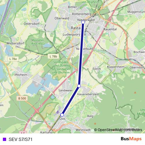 SEV S7/S71 bus Line Map