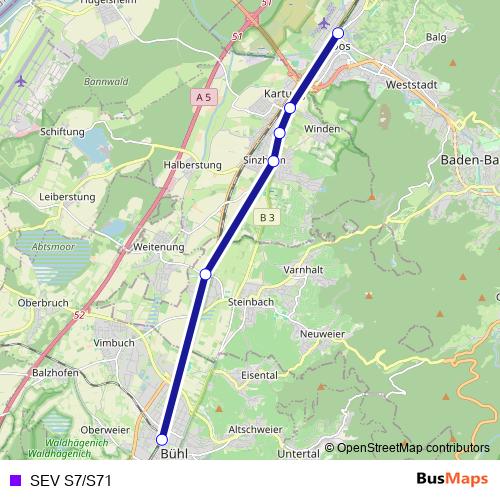 SEV S7/S71 bus Line Map