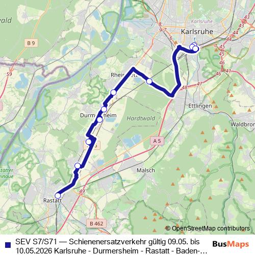 SEV S7/S71 bus Line Map