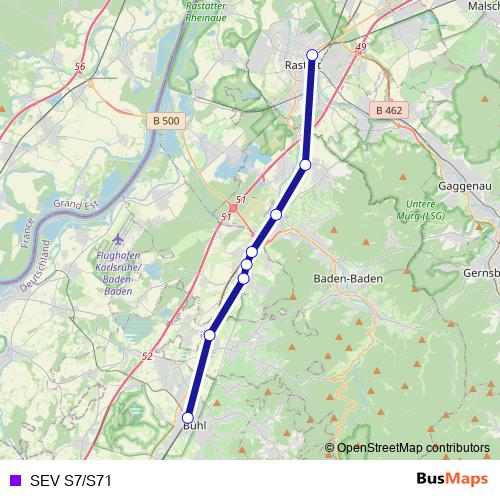 SEV S7/S71 bus Line Map
