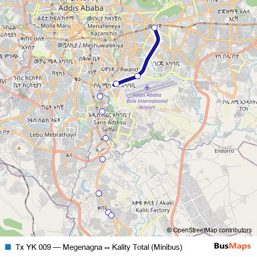 Tx YK 009 bus Line Map