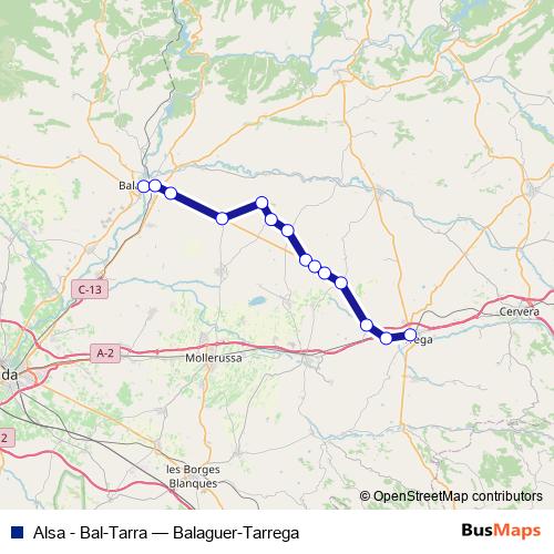 Alsa - Bal-Tarra bus Line Map