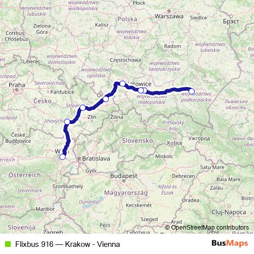 Flixbus 916 bus Line Map
