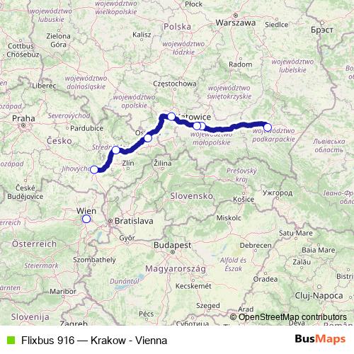 Flixbus 916 bus Line Map