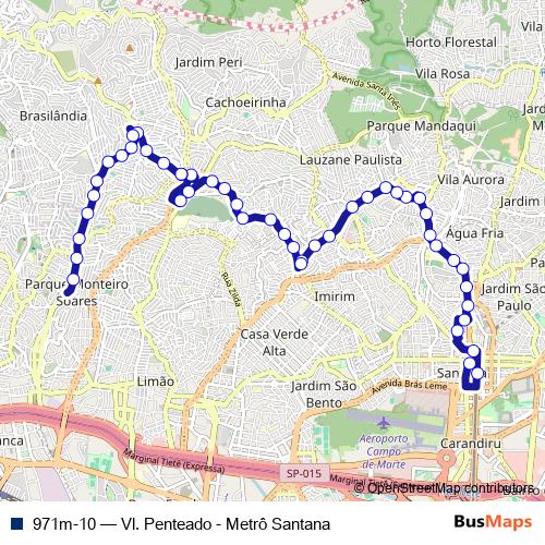 971m-10 bus Line Map