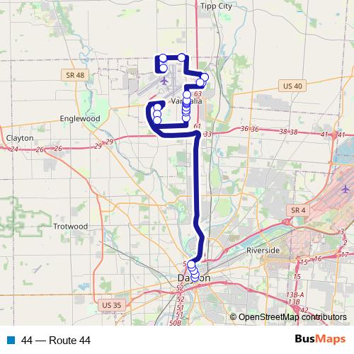 44 bus Line Map