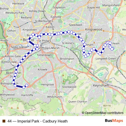 44 bus Line Map