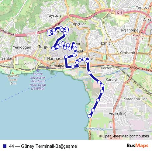 44 bus Line Map