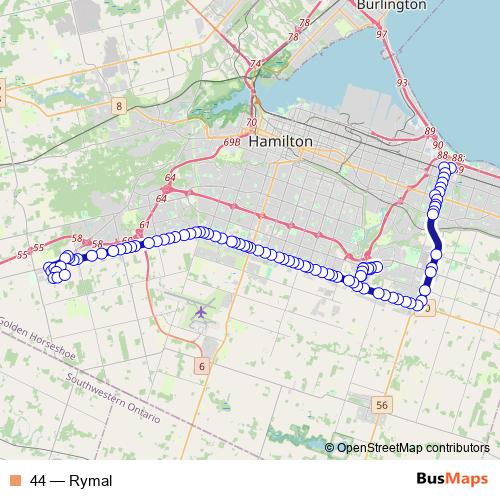 44 bus Line Map