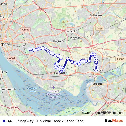 44 bus Line Map