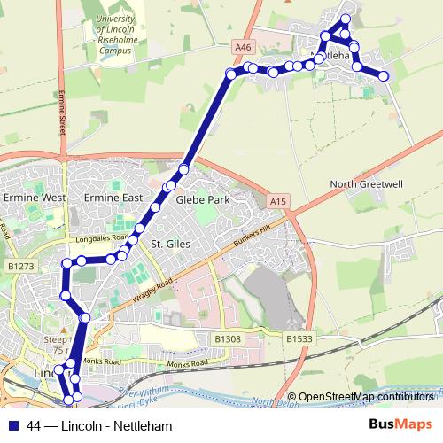 44 bus Line Map