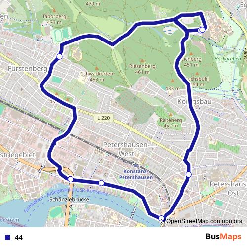 44 bus Line Map