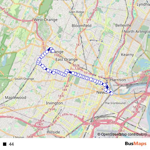 44 bus Line Map