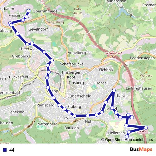 44 bus Line Map