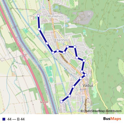44 bus Line Map