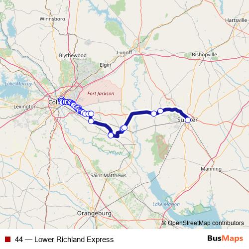 44 bus Line Map