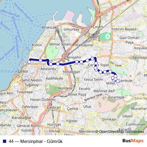 44 bus Line Map