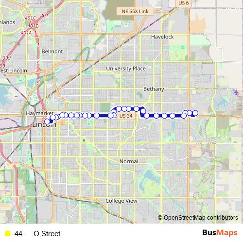 44 bus Line Map