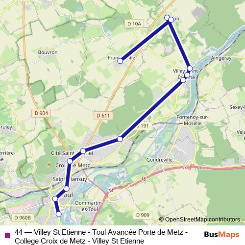 44 bus Line Map