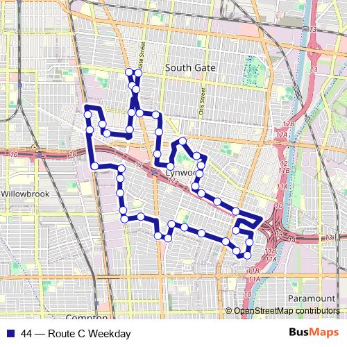44 bus Line Map