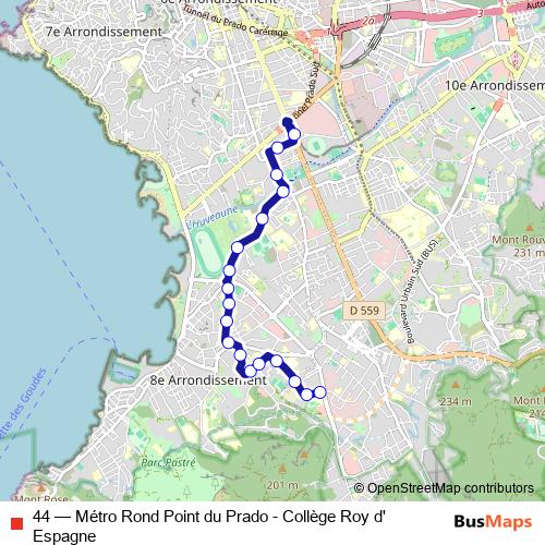 44 bus Line Map