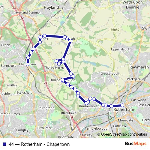 44 bus Line Map