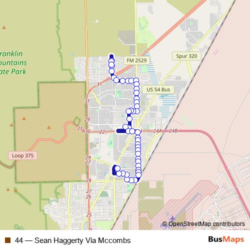 44 bus Line Map