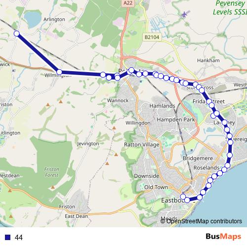 44 bus Line Map