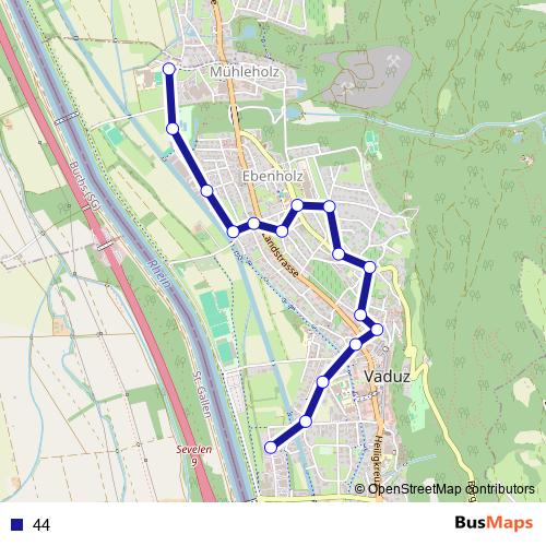 44 bus Line Map