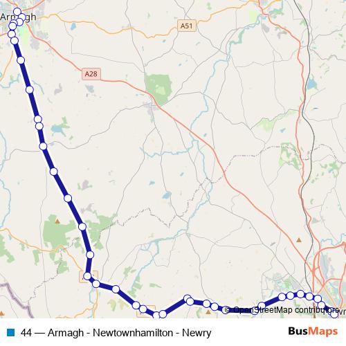 44 bus Line Map