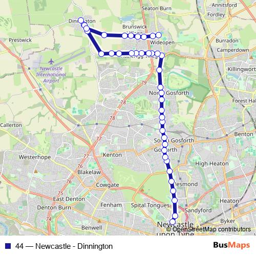 44 bus Line Map