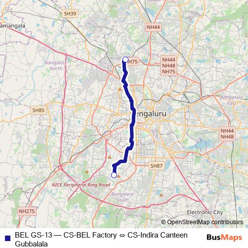 BEL GS-13 bus Line Map