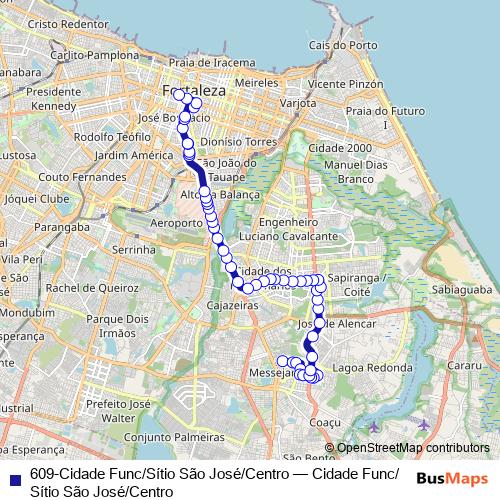 609-Cidade Func/Sítio São José/Centro bus Line Map