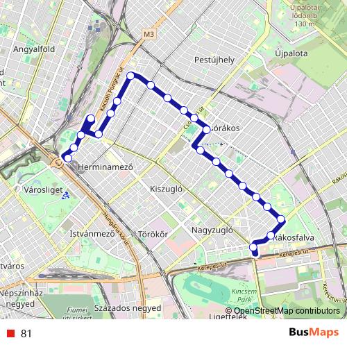 81 trolleybus Line Map