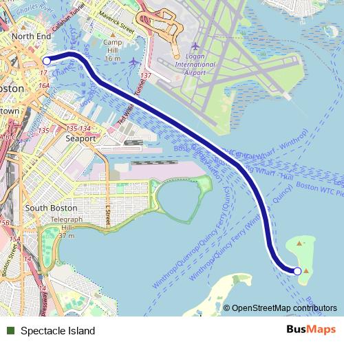 Spectacle Island ferry Line Map