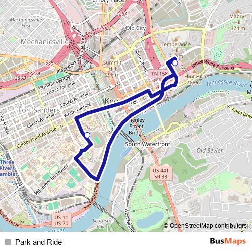 Park and Ride bus Line Map