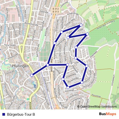 Bürgerbus-Tour B bus Line Map