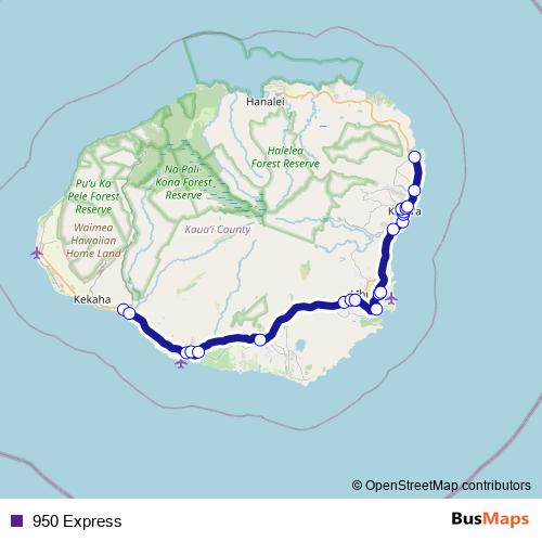 950 Express bus Line Map