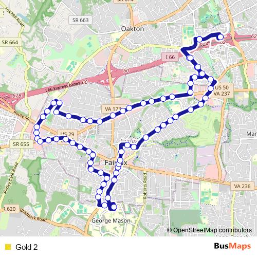 Gold 2 bus Line Map