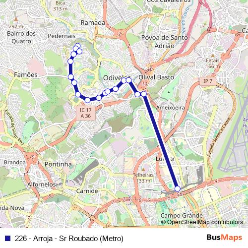 226 - Arroja - Sr Roubado (Metro) bus Line Map