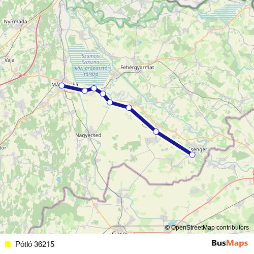 Pótló 36215 bus Line Map