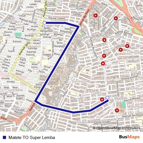 Matete TO Super Lemba bus Line Map