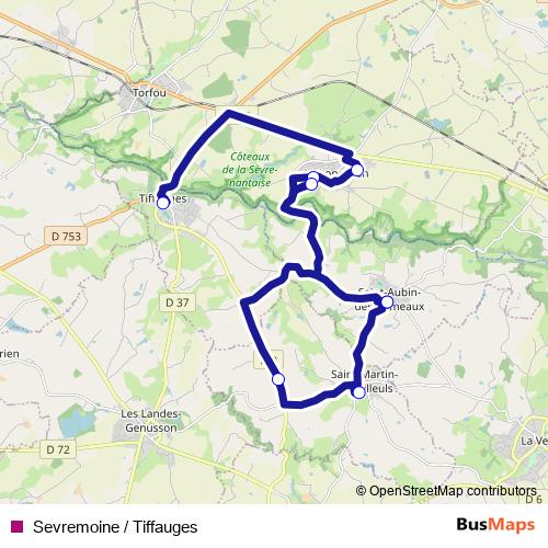 Sevremoine / Tiffauges bus Line Map